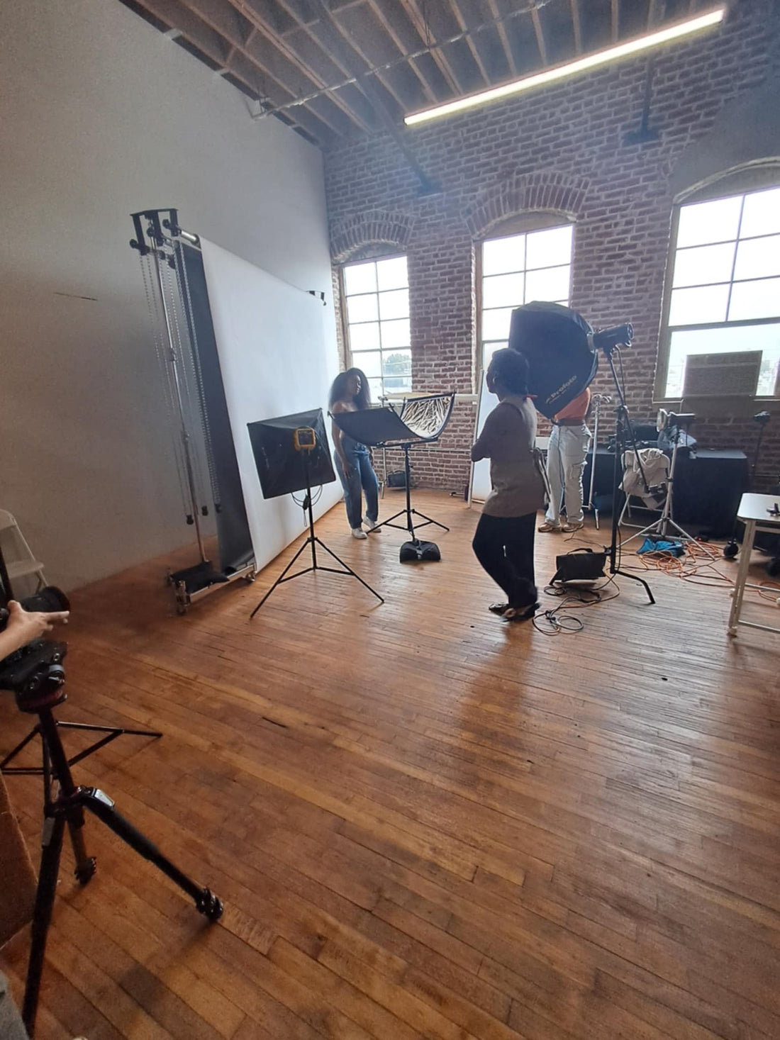 Shannon on set at brand's photoshoot