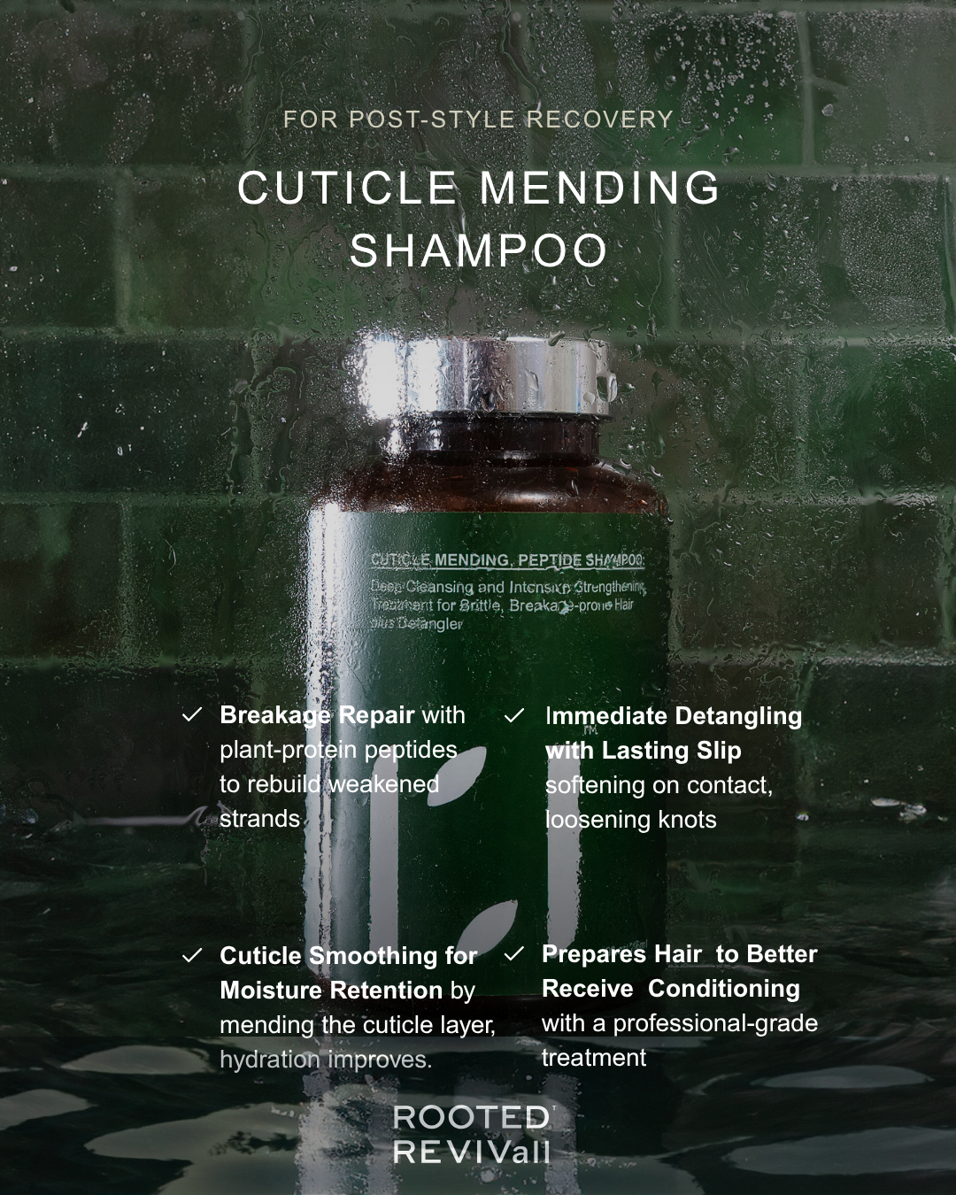 ROOTED REVIVall™ Cuticle Mending Peptide Shampoo – Breakage & Restoration Treatment